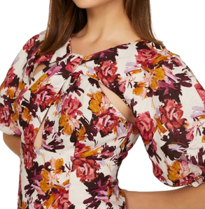 Vestido Mini Floral Blanco y Rosa de Moda, Confeccionado con Tela Ligera y Transpirable que Ofrece un Look Elegante y Comodidad Durante Todo el Día - Product Image 5