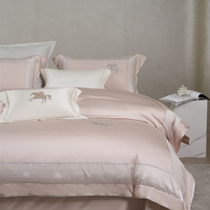 Parure de lit de luxe en coton brodé motif cheval, 4 pièces, en coton soyeux haute densité, housse de <span class=keywords><strong>couette</strong></span>, qualité hôtelière, pour lits King et Queen - Product Image 4