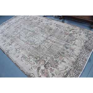 Tapis vintage 5,7x10 pieds, tapis, tapis marocain gris en laine - Product Image 4