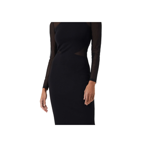 Abito tubino French Connection Viven nero taglia 10 con pannello in rete a maniche lunghe e vita naturale - Product Image 5