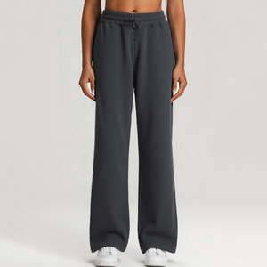 Bloc de couleur taille haute Joggers coupe ample jambe droite Fitness pantalons de survêtement poches pantalons de Yoga confortables pour plat respirant - Product Image 2