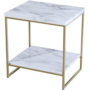 <b>Set</b> of Two Vintage Modern Metal With Marble Round Table Living Room Side Table Modern Restaurant Furniture Coffee Table - Product Image 2