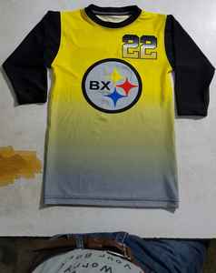 Camiseta de Jersey de Algodón y Elastano con Logotipo Estampado Personalizado, Teñido por Inmersión, Manga Larga, Casual, Calidad Pakistaní, Nueva - Product Image 4