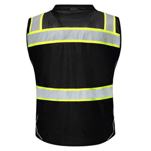 Customized Black Reflective Safety <b>Vest</b> with Pockets Custom Color Fluorescent Visibility safety jacket Work Class 2 <b>running</b> <b>Vest</b> - Product Image 3