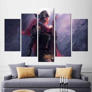Tableau imprimé sur toile élégant pour la décoration de salle de cinéma et d'espace de vie, lot de 5 pièces : Galerie d'art sur toile tendue - Product Image 1