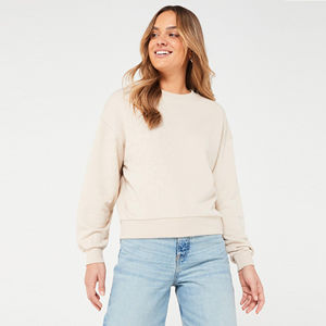 Sudadera Casual para Mujer, Cuello Redondo, Color Sólido, Manga Larga, Talla Grande, 100% Algodón, Lavable a Máquina, para Invierno - Product Image 2