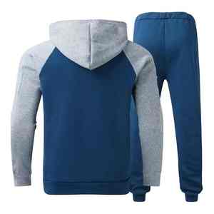 Survêtement d'hiver avec logo personnalisé pour hommes, sweat à capuche et survêtement, ensemble de jogging en polaire, survêtement 2 pièces uni pour hommes à vendre - Product Image 6