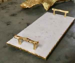 Customized Size Marble Serving <b>Tray</b> with Handle for Bathroom Decoration Jewellery Display and Serving Rectangle <b>Tray</b> - Product Image 5