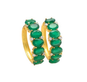 New Arrival Green Onyx Gemstone 925 Sterling Oval Shape Silver Earrings - Product Image 1