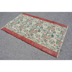 Alfombra turca Vintage rojo Beige 3,8X6,1 pies área grande diseño de retazos de lana para pasillo dormitorio Rectangular látex habitación cabecera - Product Image 2