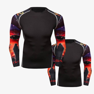 เสื้อรัดรูปแขนยาวผ้าโพลีเอสเตอร์ผสมสแปนเด็กซ์สำหรับผู้ชาย ออกแบบตามสั่ง ขายส่ง คุณภาพสูง แห้งเร็ว เหมาะสำหรับ MMA และออกกำลังกายที่ยิม พร้อมสกรีนโลโก้ตามต้องการ - Product Image 4