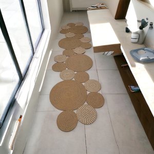 Estera de jacinto de agua de bambú tejida Circular hecha a mano, almohadilla aislante, placa de fruta de algas marinas, fábrica de manteles individuales - Product Image 3