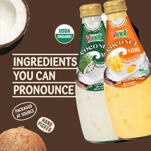 Bebida de leche de coco original con gelatina | 280ml (paquete de 24), sin azúcar añadido, proveedor mayorista, muestra gratis, OEM ODM - Product Image 2