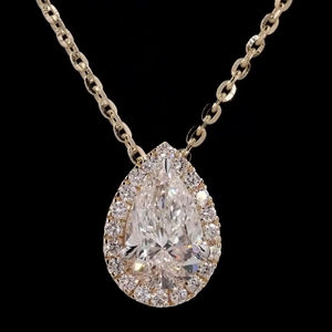 Collier de diamants de laboratoire en forme de poire 1.18 ct pendentif léger en or rose 14 carats bijoux élégants pour un usage quotidien - Product Image 1