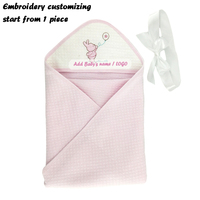Drop Shipping Couverture d'hôpital pour bébé brodée personnalisée 100% coton 3 couches Couverture pour bébé matelassée