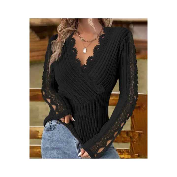 Women's Reported Camisole Fabric Guipure Detailed Blouse