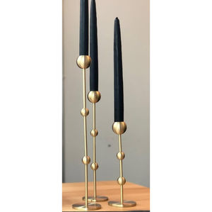 Wholesale Modern Set Of 3 Brass <b>Taper</b> <b>Candle</b> <b>Holders</b> Elegant Gold Finish Metal Candlesticks For Home Decor And Wedding Use - Product Image 2