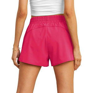 Pantalones cortos de verano de cintura alta para mujer, pantalones cortos de entrenamiento de gimnasio Atlético transpirables y de secado rápido con bolsillo con cremallera - Product Image 2