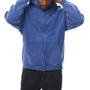 Nouveau style de sweats à capuche baggy épaules tombantes délavées à l'acide léger pour hommes vente en gros de produits chauds sweat à capuche en coton uni à fermeture éclair personnalisé - Product Image 5