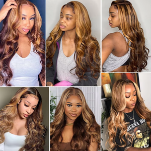 Perruques en cheveux humains avec mèches <span class=keywords><strong>blond</strong></span> miel ondulées, perruque frontale en dentelle, perruques en cheveux humains brésiliens pour femmes, vague lâche en vente - Product Image 6
