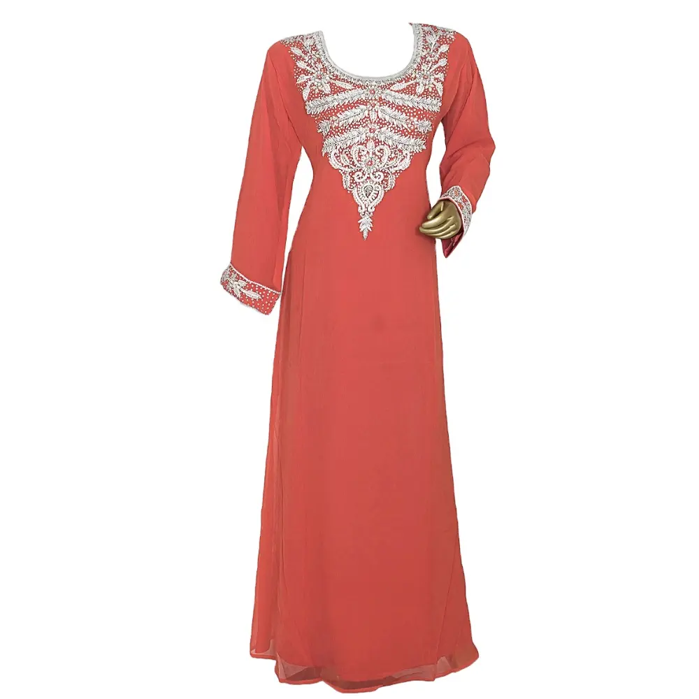 Robes caftan OEM fournisseur indien de qualité supérieure pour femmes turquie avec pierre séquentielle perlée grande taille pour femmes designer de luxe musulman