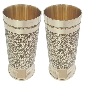 แก้วน้ำทองเหลืองในแก้วพร้อมดีไซน์ผิวด้านสำหรับเสิร์ฟเครื่องดื่มโยคะอายุรเวทของเก่าแก้วค็อกเทลของขวัญ - Product Image 6