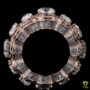 Bande d'éternité de luxe en diamant Moissanite large poire, pierres ovales et rondes avec double halo, bague de mariée ou de cocktail - Product Image 4