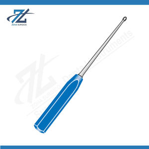 Curette Caspar en acier inoxydable, manche en acétal bleu Suregrip, 220 mm, droite, 3,5 mm, ensemble d'instruments chirurgicaux réutilisables, CE - Product Image 2