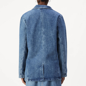 เสื้อโค้ทผ้ายีนส์ของผู้หญิงเสื้อแจ็คเก็ตลำลองสีพื้นระบายอากาศได้ดีดีไซน์สตรีทแวร์ - Product Image 4