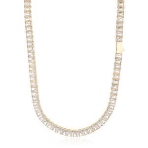 VVS Moissanite diamond <b>tennis</b> Fashion Jewelry IcedOut Square Striking Bling 925 Sterling <b>Silver</b> <b>Tennis</b> Chain <b>Necklace</b> for women - Product Image 1