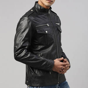 Veste en cuir de motard pour homme à col montant de qualité personnalisée, style vintage écologique, fabricant pakistanais - Product Image 2