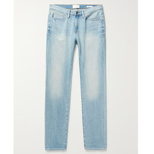 Pantalones Vaqueros de Mezclilla Transpirables para Hombre al por Mayor, Corte Regular, Hechos a Medida, Color Azul Hielo, Lavados - Product Image 1