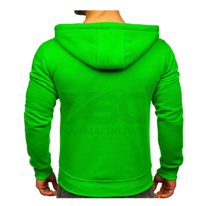 Personalizable Hombres Algodón Casual Full Zip-up Hoodie 320gsm Oversized Heavyweight Low MOQ Bulk para Invierno Color Verde Claro - Product Image 2