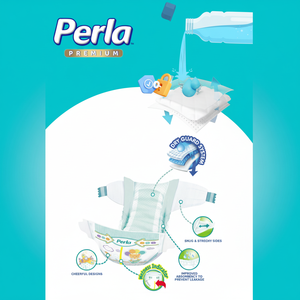 ผ้าอ้อมเด็ก PERLA สำหรับเด็กแรกเกิด -XXL |   นุ่มสบายและระบายอากาศได้ดี |   ตัวป้องกันการรั่วซึม |   พื้นผิวแห้ง |   ขายส่งแบบแพ็คคู่-แพ็คใหญ่ - Product Image 4