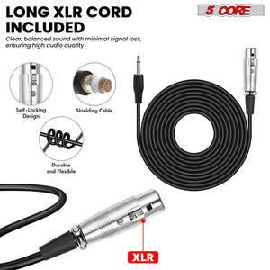 5 Core Podcast Equipment Bundle w Cardioid Dynamic XLR Microphone <b>Mini</b> <b>Desk</b> Stand XLR to 1/8” Cable - Product Image 5