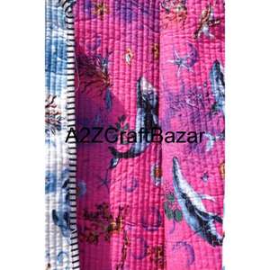 Veste d'extérieur pour femmes de style indien bohème, en coton doux matelassé, imprimé floral en bloc, réversible, toutes saisons - Product Image 4