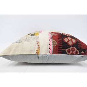 Beige 28x28 pulgadas Premium lana almohada lujo Vintage mullido Kilim Patchwork acento tejido cuadrado patrón para ropa de cama - Product Image 5