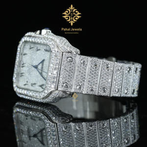 Montre de luxe pour homme, style hip-hop, sertie de moissanite VVS, cadran à chiffres romains, testeur de diamant, mécanique, vente en gros disponible - Product Image 6