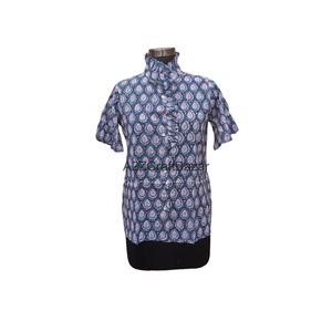 Vestido Casual Diario con Estampado Floral en Bloques, Cuello Redondo, 100% Algodón Puro, Nuevo Diseño Vintage, Holgado, Largo Midi, Manga 3/4, Cintura Natural - Product Image 6