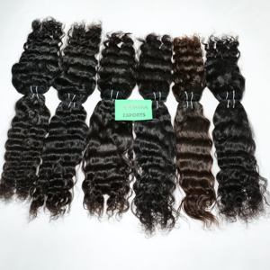 Vente en gros d'extensions de cheveux de temple indien vierge 100% couleur noire naturelle non traitée Supar Wave & Body Wave Styles Straight Wavy - Product Image 5