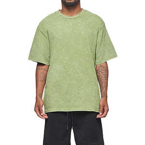 เสื้อยืดผู้ชายสไตล์วินเทจแบบย้อมสีเอซิด ทรงโอเวอร์ไซส์ สั่งทำขายส่ง เสื้อยืดลายย้อมสีเอซิด 3 มิติ ผ้าฝ้าย 100% สไตล์ทางการ ราคาถูก - Product Image 1