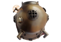 Casque de plongée antique de la marine américaine de 1921, 18 pouces, en fer, laiton et aluminium, technique d'émail dur, motif ancre, thème nautique, Halloween