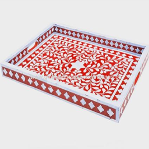 Élégant plateau rectangulaire gris et blanc avec motif incrusté hexagonal pour plateau de service Home Hotel Motel - Product Image 6