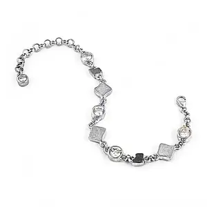 "Chic Silver Beaded <b>Cubic</b> <b>Zirconia</b> Women's Fashion <b>Bracelet</b>" - Product Image 3