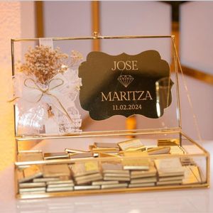 Luxury Square Glass Jewelry <b>Box</b> Gold Color Eco-friendly Customizable Offering Flawless Blend Modern Sophistication Functional - Product Image 5