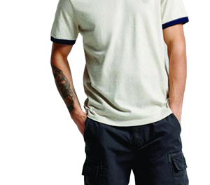 Vente en gros de chemise de sonnerie en coton à col et manches contrastés coupe rétro t-shirt de sonnerie uni personnalisé vêtements de mode fournisseur en gros - Product Image 3