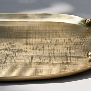 Plateau de service ovale en métal doré de luxe avec poignées florales, plateau décoratif pour la maison, la salle à manger, les mariages, la décoration de table - Product Image 4