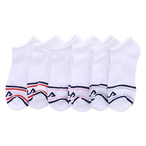 Chaussettes unisexes Fila 6 Pack Half Cushion No Show, couleur : blanc/multicolore, 100 % authentiques - Product Image 1