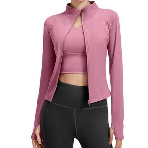 Haut de yoga respirant personnalisé en spandex/nylon, taille plus, veste de fitness pour femmes, vêtements de sport confortables et lisses, entraînement quotidien, demi-zip - Product Image 1