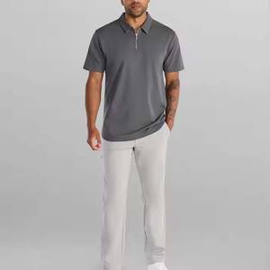 Venta al por mayor logotipo personalizado de los hombres de talla grande para Polos de alta calidad 100% algodón liso teñido Slim Fit uniforme de golf con media cremallera - Product Image 2